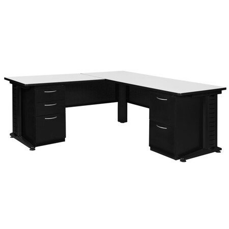 Regency Fusion L-Desks with Storage, 78 D X 29 H, 72 W X Wood, Metal, White MLD723048WH